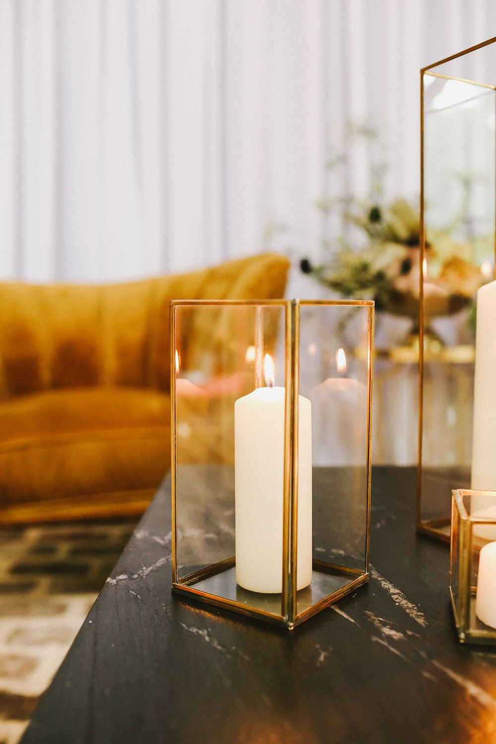 Gola Metal Lantern Candle Holder, 8" H x 4" W x 4" D