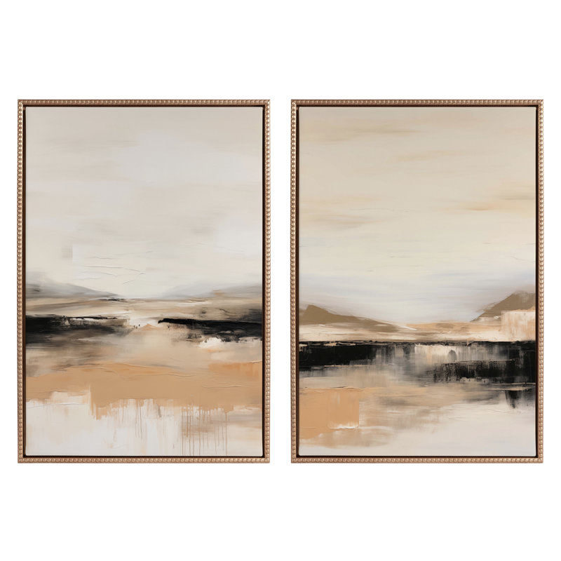 «Beaded Peaceful Landscape I and II», ensemble de toiles encadrées par Amy Lighthall