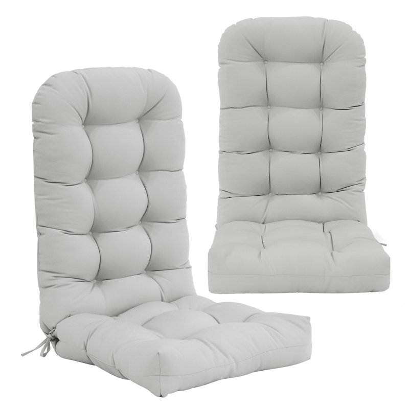 Outdoor Replacement Cushion Set  4.7" Thick High Back Seat / Back Cushions with Ties, Buckle (Set of 2), Light Gray