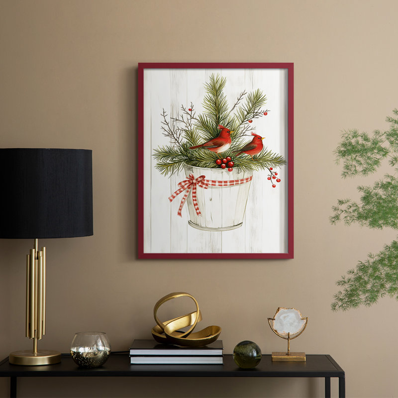 «Christmas Holiday Art CIXIX», reproduction encadrée - bois massif, H 11 po x l 9 po, Rouge