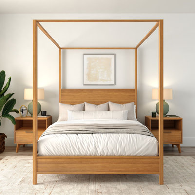 Haven Canopy Bed with Square Post and Wood Headboard