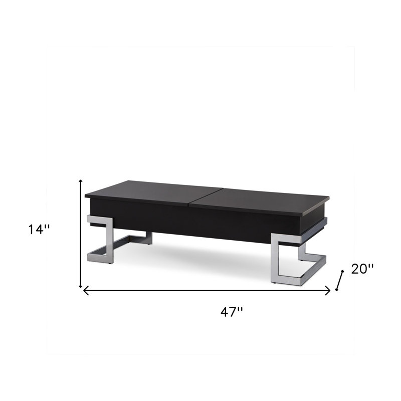 Table basse à plateau relevable en bois et fer noir 47 po Gracie Mills, Noir
