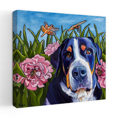 Chien et libellules
