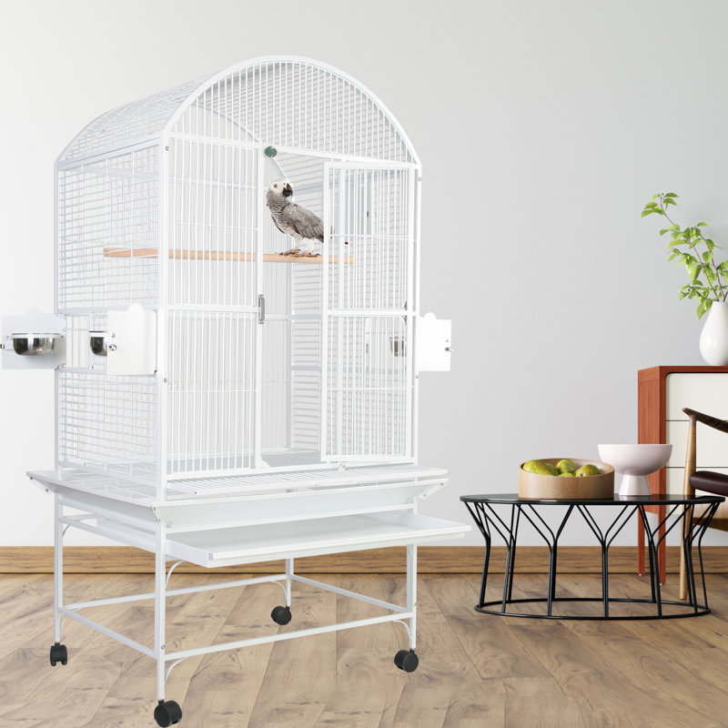 Grande cage dôme supérieure blanche, Blanc pur, 63" H x 32" L x 23" W