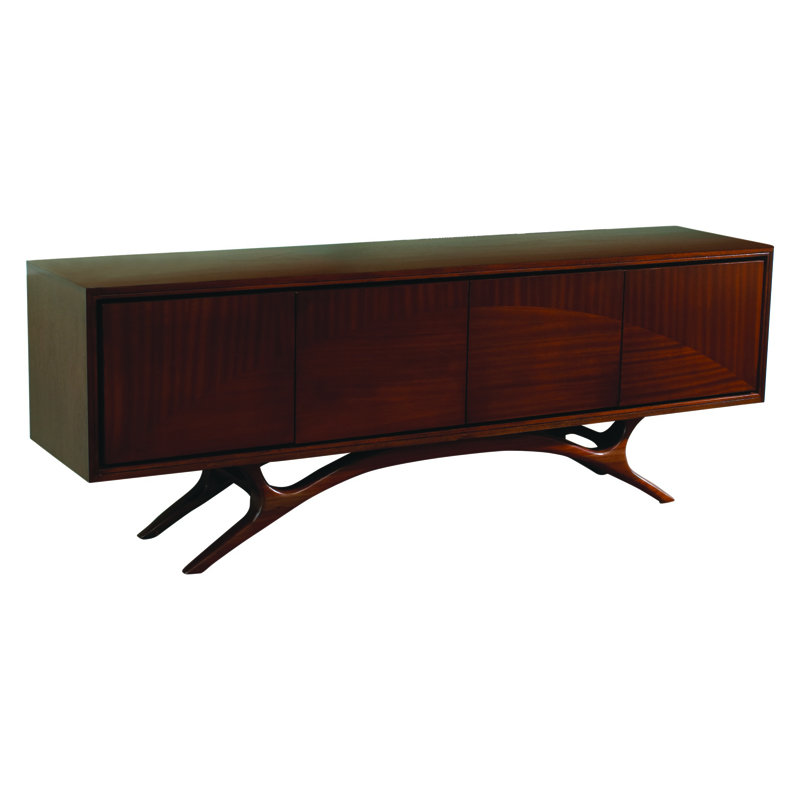 Dark Walnut Mahogany Media Cabinet with Satin Finish