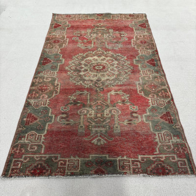 51.2x88.2 Inch Red Wool Oriental Patchwork Rug, Premium Area Rug