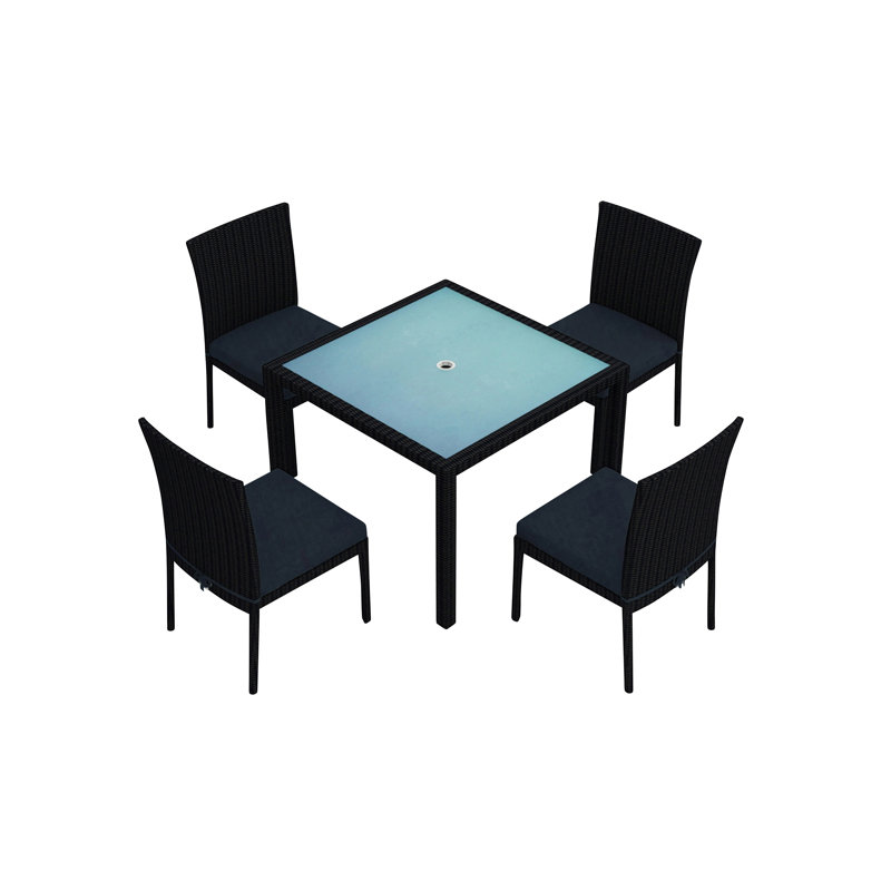 Urbana Outdoor Dining Set, 29.5" H x 39.25" W x 39.25" L, Spectrum Indigo Sunbrella®, Spectrum Indigo Sunbrella®