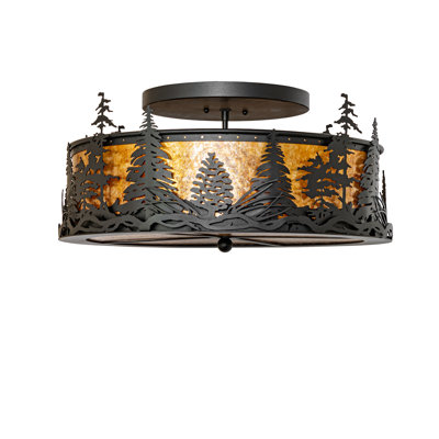 22" Wide Tall Pines Semi-Flushmount