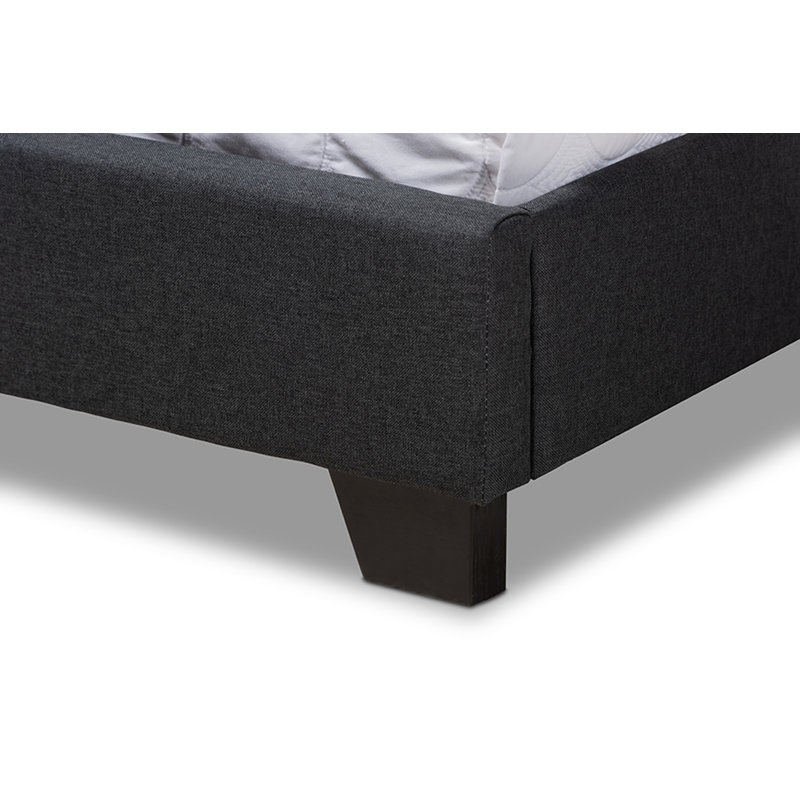 Upholstered Platform Bed, King, Charcoal Gray