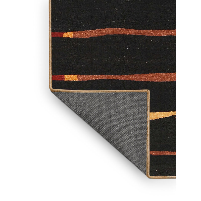 Tapis contemporain noir / jaune, Rectangle 5 pi x 7 pi