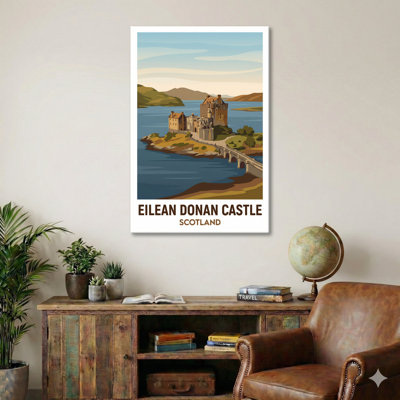 Eilean Donan Castle, Scotland - Romantic Highlands Travel Poster. Giclee Print On Wrapped Canvas. Wall Art, Home Decor - Castles & Palaces, Scotland - Wrapped Canvas Print