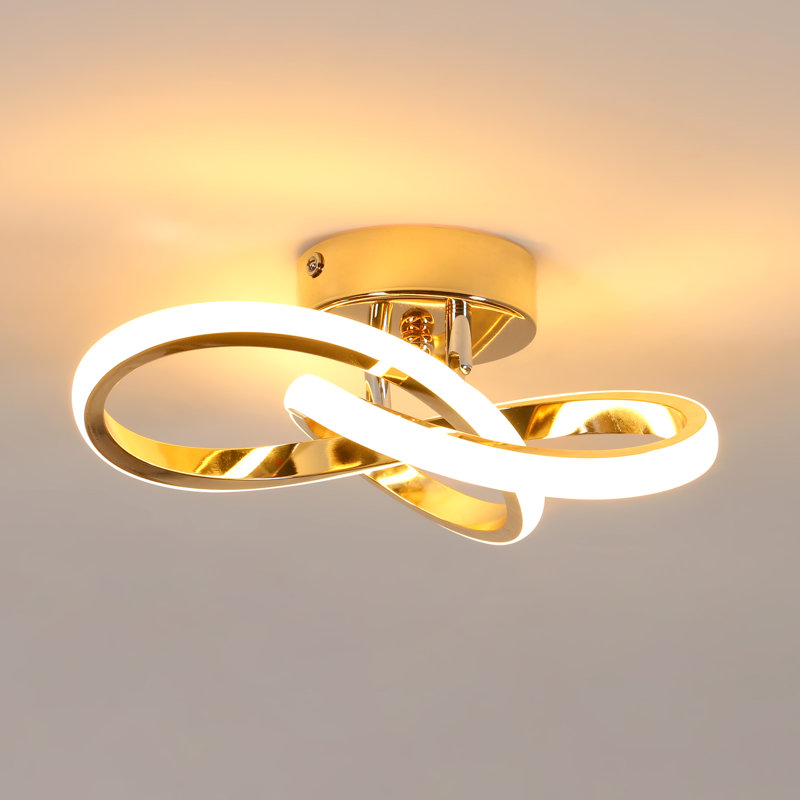 Golden 2-Light Clover Flush Mount