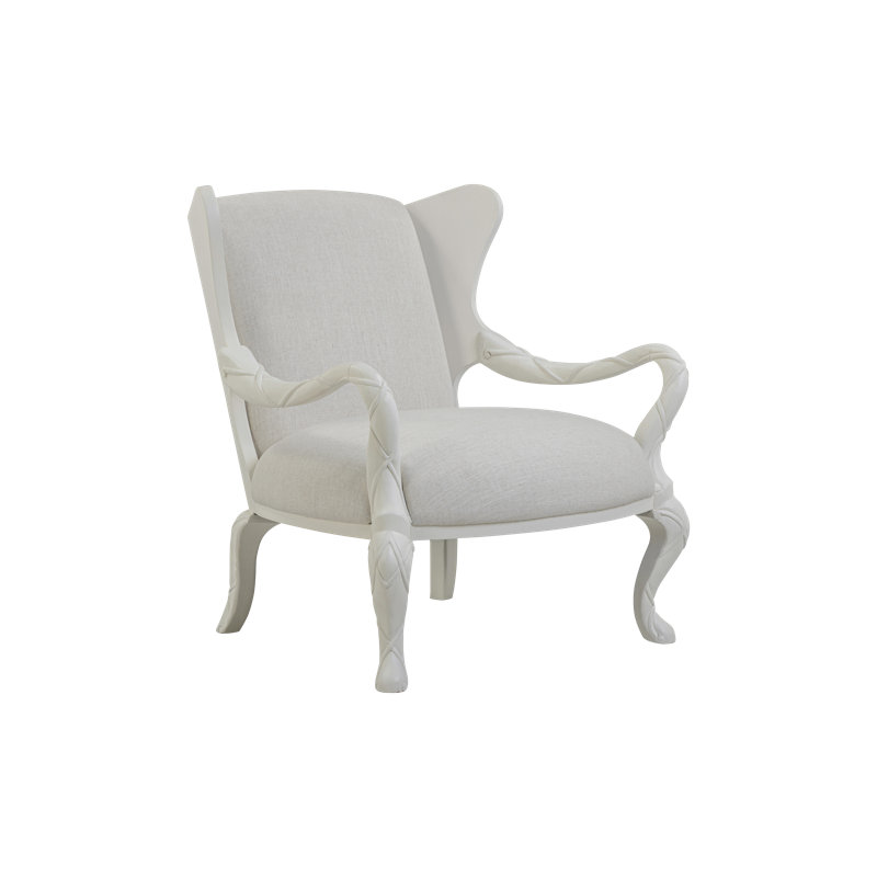 Fauteuil à oreilles Ribbon, Blanc délavé et ivoire