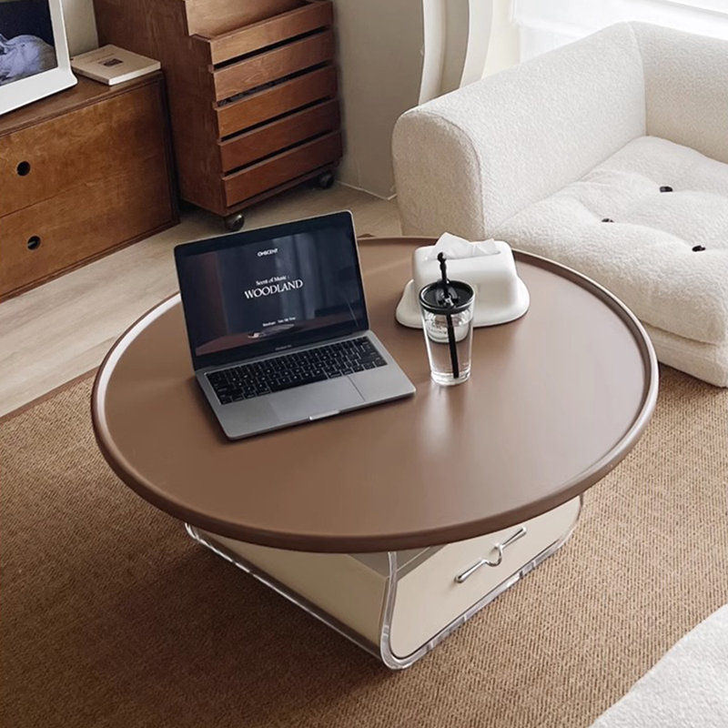 Style French Round Coffee Table, Coffee, 14.17" H x 35.43" L x 35.43" W
