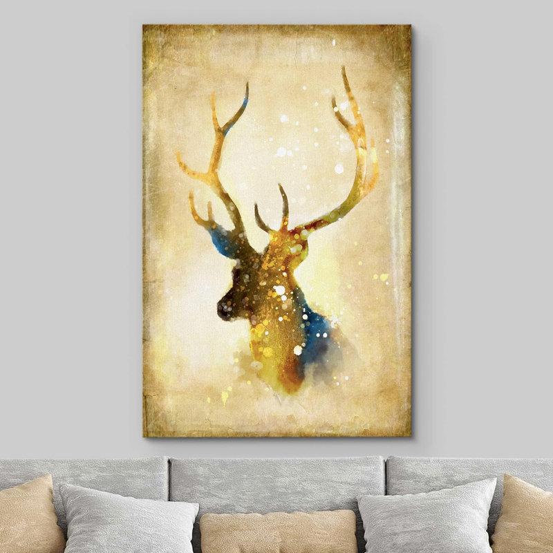 Élans bleus et bleus - reproduction d'art sur toile tendue