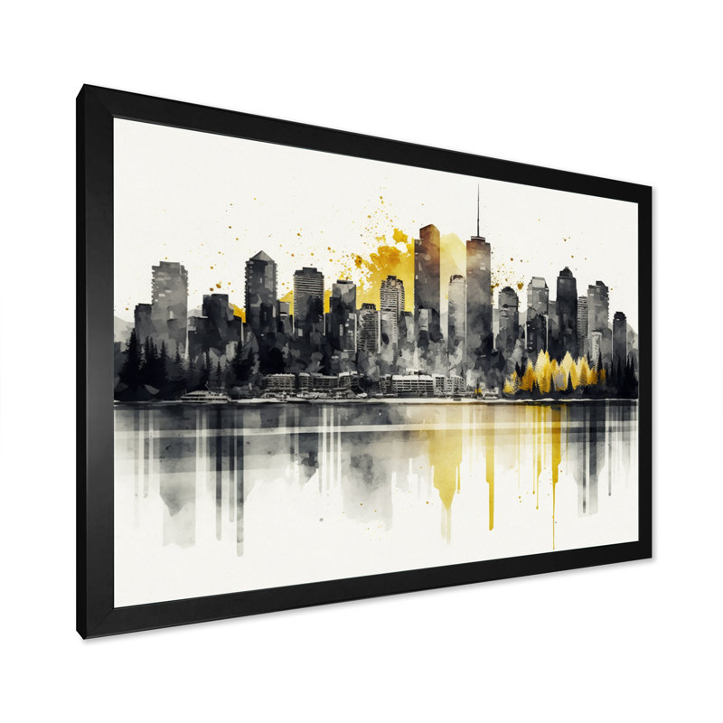 Vancouver par Lakeside I - reproduction sur toile, L 20 po x H 12 po, Impression noire sur toile encadrée