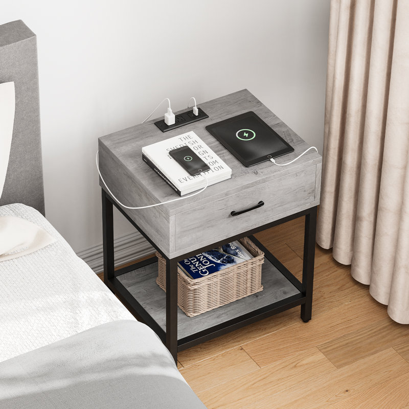 Achaius End Table with Storage, Gray
