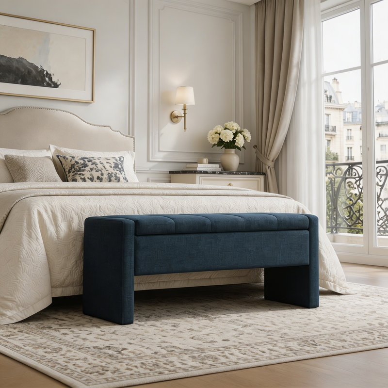 Banc de lit moderne avec rangement, Marine
