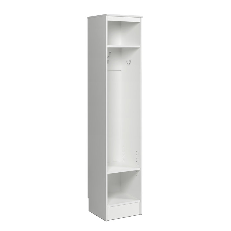 McAlmont Hall Tree 14.75'' Wide, Coat Rack Freestanding Hall Tree with 3 Hooks, Entryway Furniture for Coat and Shoe Storage, Entryway Organization with an Adjustable Shelf, 14.75"W x 72.5"H x 15.5"D, White