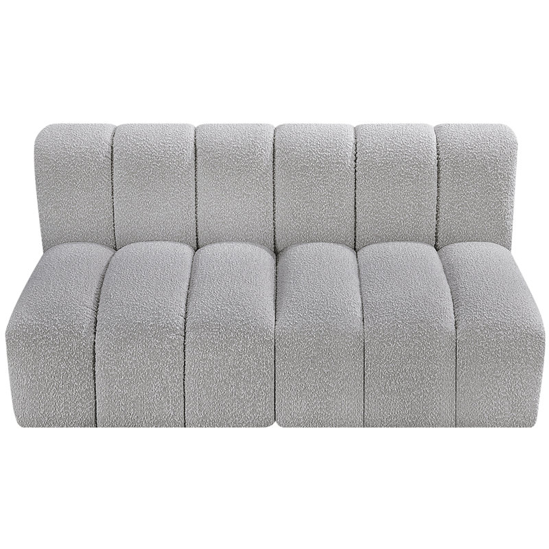 Hiral Upholstered Sectional Reversible, Grey Boucle Fabric