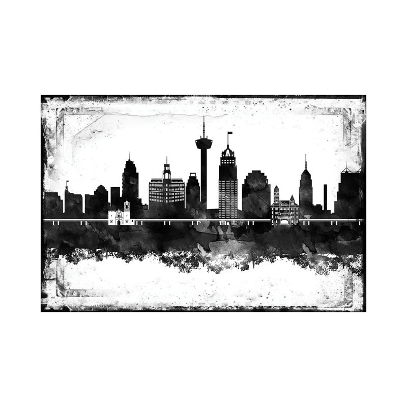 San Antonio Skylines - Wrapped Canvas Painting, 20.32 cm H x 30.48 cm W