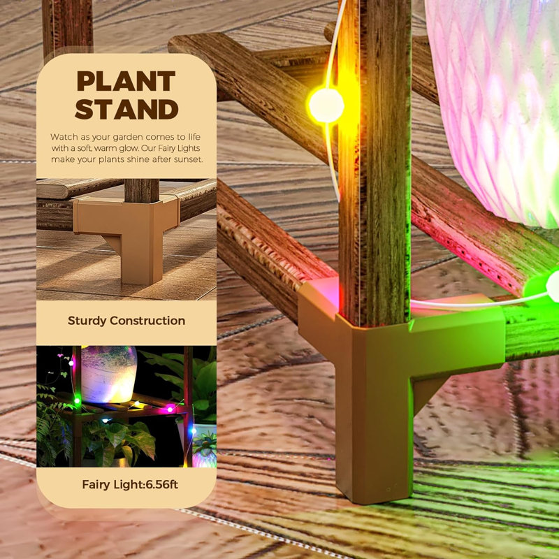 Support pour plante avec lumières de fées 3 niveaux