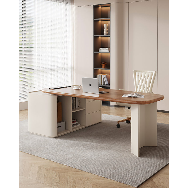 Bureau en forme de L en bois massif de style français avec tiroirs, H 29,53 po x l 78,74 po x P 51,18 po