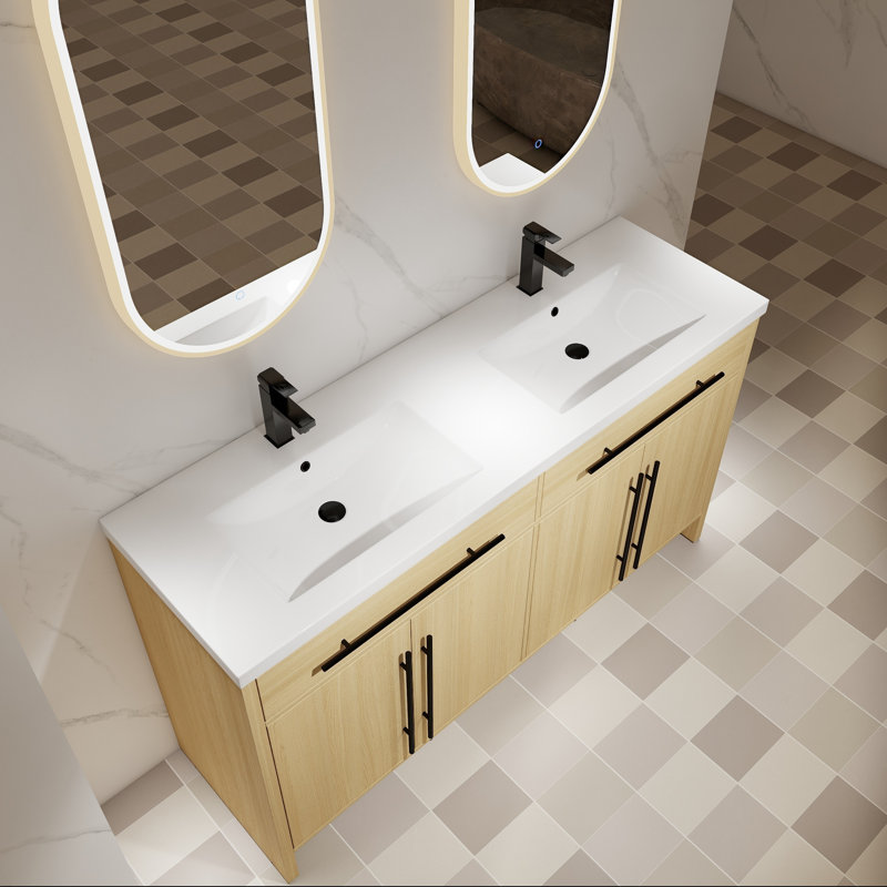 Meuble-lavabo sur pied 60 po avec lavabo en résine, 60"