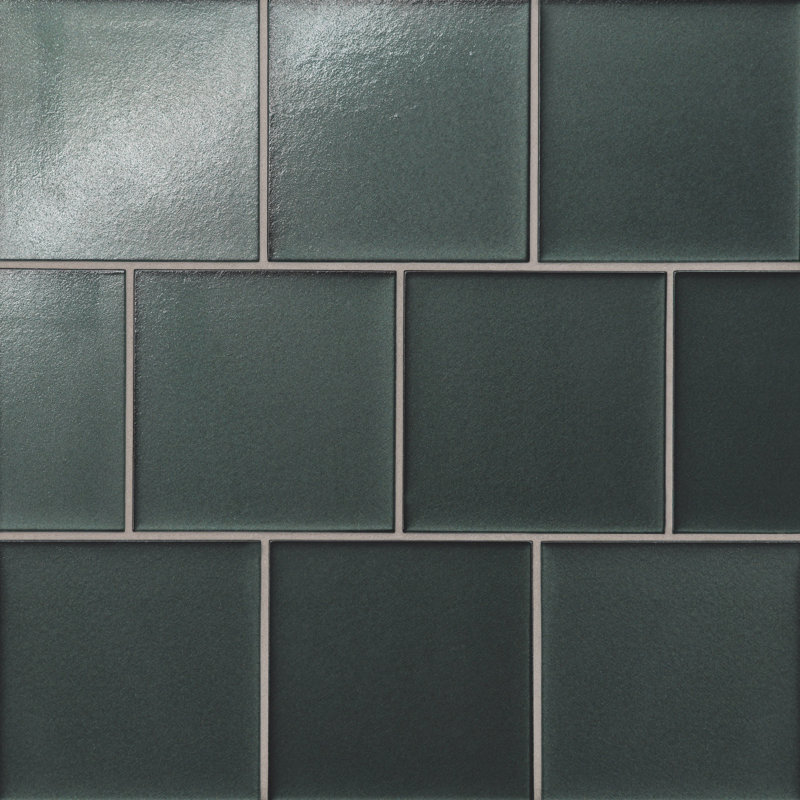 Kaikos 4" x 4" Glass Wall & Floor Tile, Dark Green