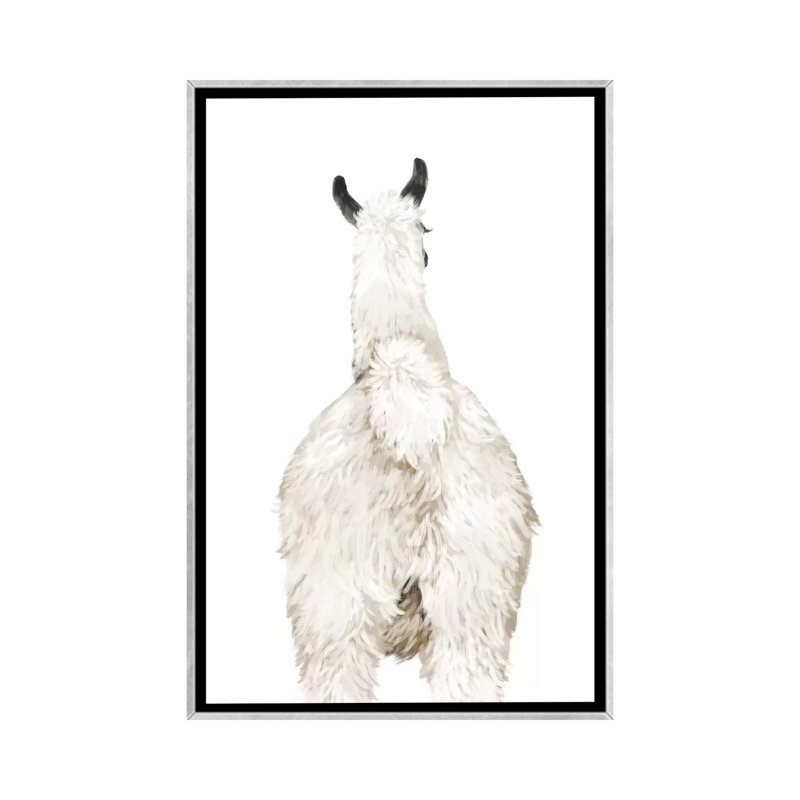 Art du lama, Toile avec cadre argenté, H 26 po x l 18 po x P 1,5 po