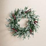 Real Touch Flocked Snowcap Grove Fir Artificial Christmas Wreath - 24" - Unlit