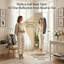Miroir pleine grandeur pivotant à 360 ° en bois massif avec portemanteau et tablettes de rangement, miroir de plancher autoportant 66 po avec crochets pour chambre à coucher, salon, vestiaire-1509649981