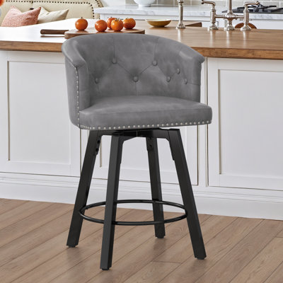 Tabouret de comptoir pivotant rembourré avec structure en métal