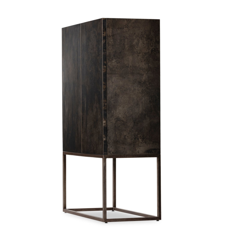 Roman Bar Cabinet, Antiqued Brass Aluminum