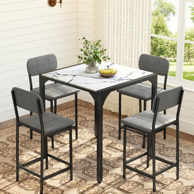 Modern Minimalist 5-Piece Counter-Height Dining Table Set