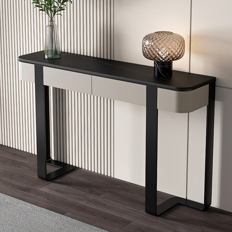 Console légère de style luxueux et moderne, Noir, H 33,5 po x l 47,2 po x P 13,8 po, Noir