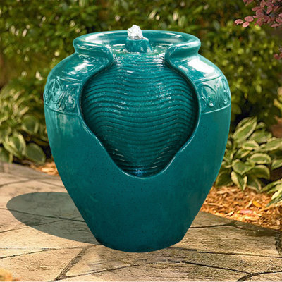 Handcrafted Outdoor Weather Resistant Urn Fountain with Lights