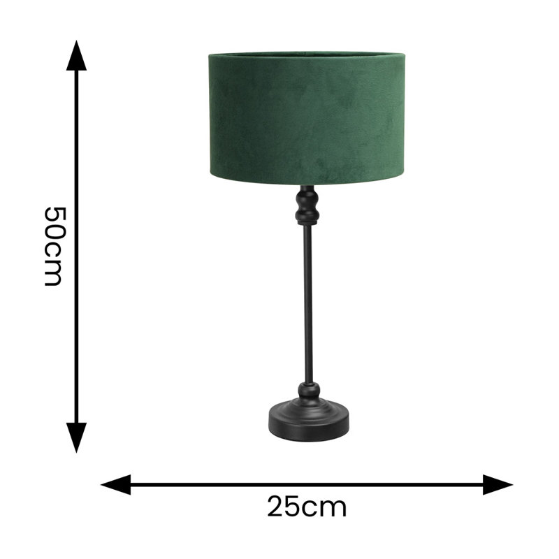 Reselva Metal Table Lamp, Black Base/Forest Green Shade