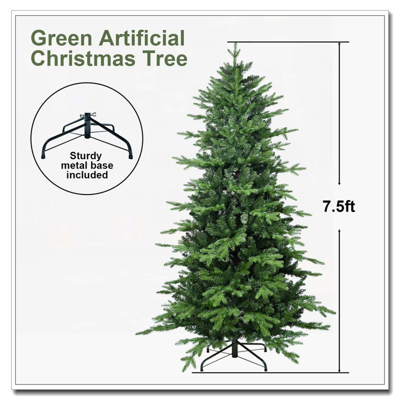 Arbre de Noël vert 6,5 pi, H 6,5 pi, Non