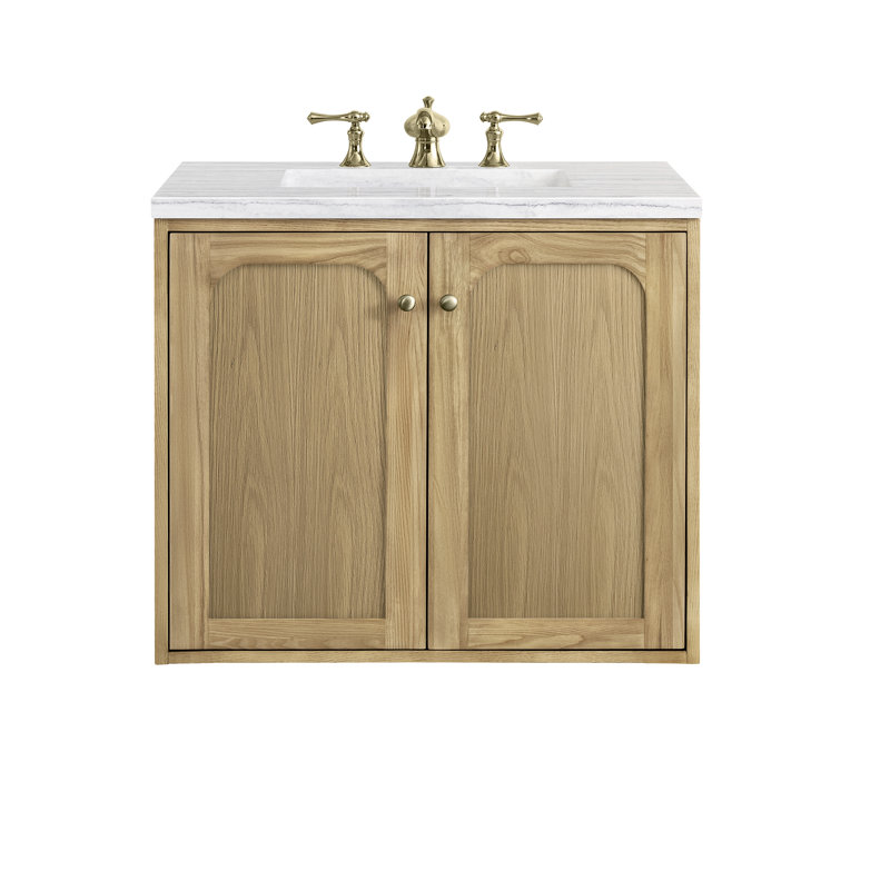 Laurent 30'' W Single Vanity, White Zeus, 8" Widespread, Light Natural Oak