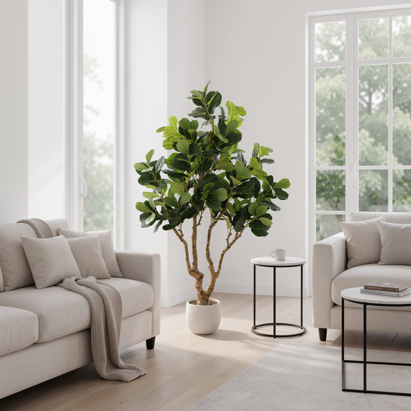 Grand arbre banian artificiel en soie 7 pi avec des feuilles d'aspect naturel pour un décor intérieur / extérieur