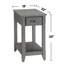 Table d'appoint rectangulaire grise avec un tiroir et une tablette, pour les salons principaux