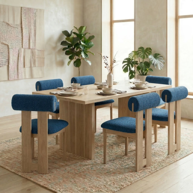 Chaise en bois massif Abentego, 6, Navy