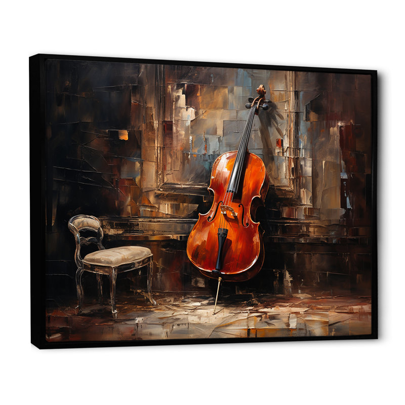 " Cello Charisma Deep Burgundy III ", Black Floater Framed, 16" H x 32" W
