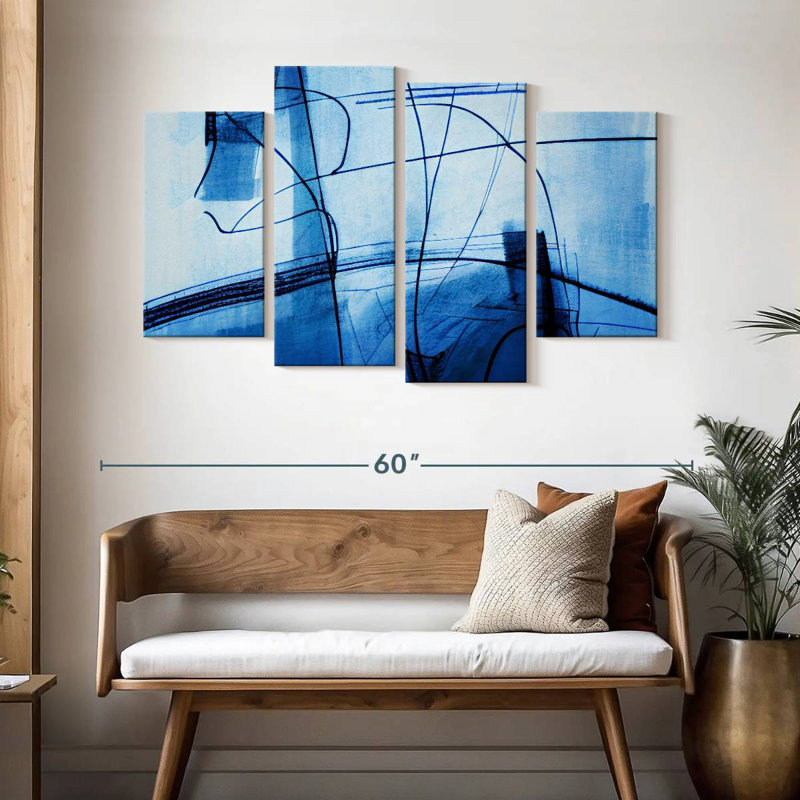 Avery Abstract Blue Lines, 32" H x 52" W