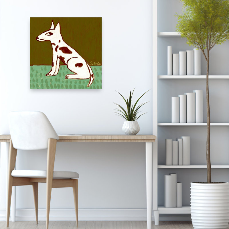 Reproduction d'art mural chien assis moderne, 24" H x 24" W