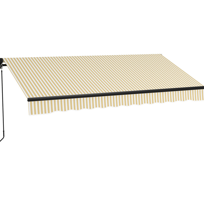 Auvent de patio 12 pi x 10 pi, abri de soleil rétractable avec fonctionnement manuel, tissu protégé de 280 g / m², structure en aluminium, manivelle beige pour terrasse, solide et cour