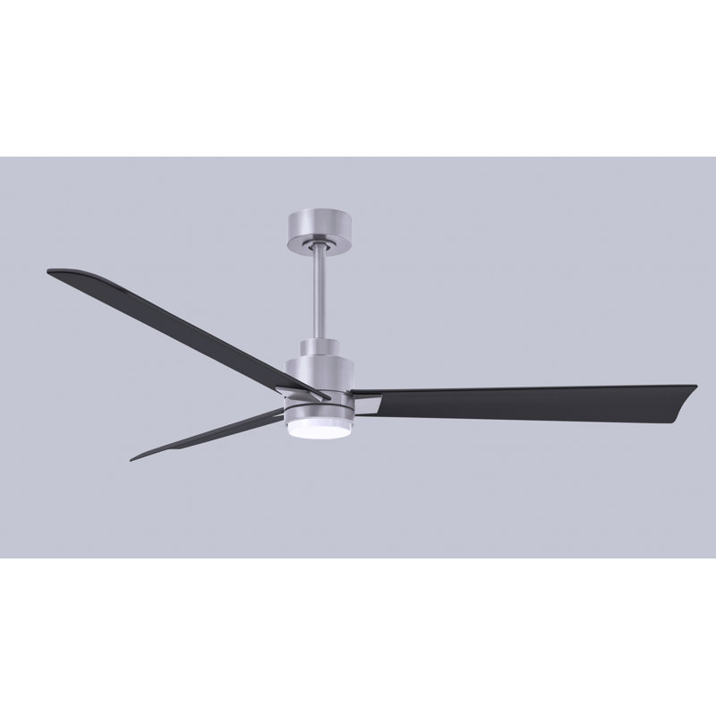 Ventilateur de plafond Alessandra, Noir mat, Nickel brossé, 56"