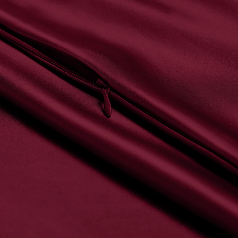 100% Mulberry Silk Pillowcase Zipper Closure, 1 Standard (Zipper Closure) Pillowcase, Burgundy