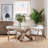 Jaonte Pine Round Glass Top Solid Wood Base Dining Table